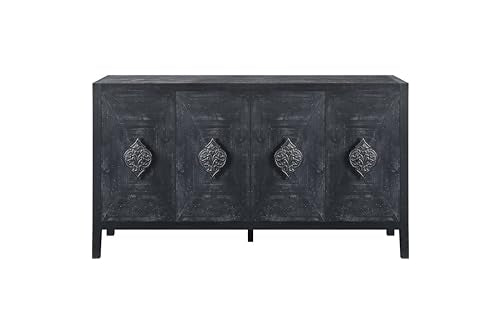 Smoke Blue 60'' Solid Wood Sideboard with 4 Doors and Adjustable Shelves S628504