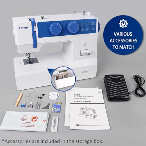 Full Size Sewing Machine with Foot Pedal, Heavy Duty, Portable, Servo Motor, 25 Built-in Stitches, 6 Bobbins, 5 Sewing Feet L59301