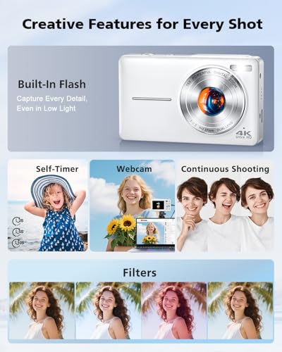 64MP Autofocus Compact Digital Camera with 32GB Card (White) U65935