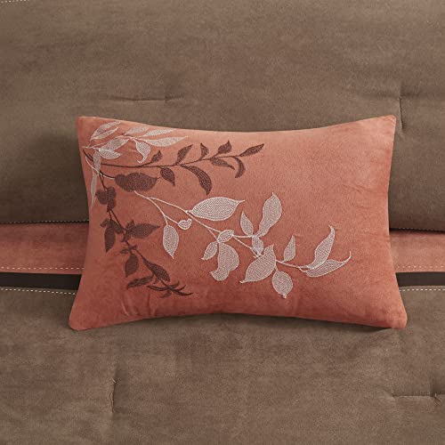 Brown 7 Piece Queen Faux Suede Comforter Set U834