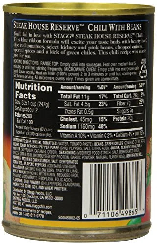 6 Count 15 Ounce Chili with Beans D264