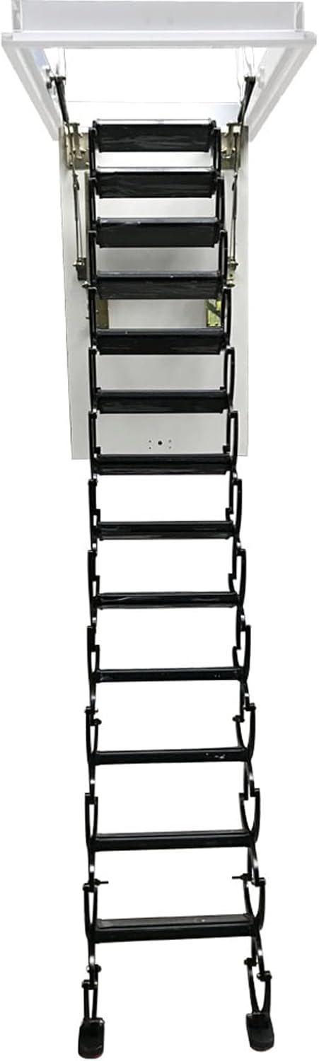 Black Al-Mg Alloy Folding Attic Ladder, 10.5 Ft, 13 Steps D938