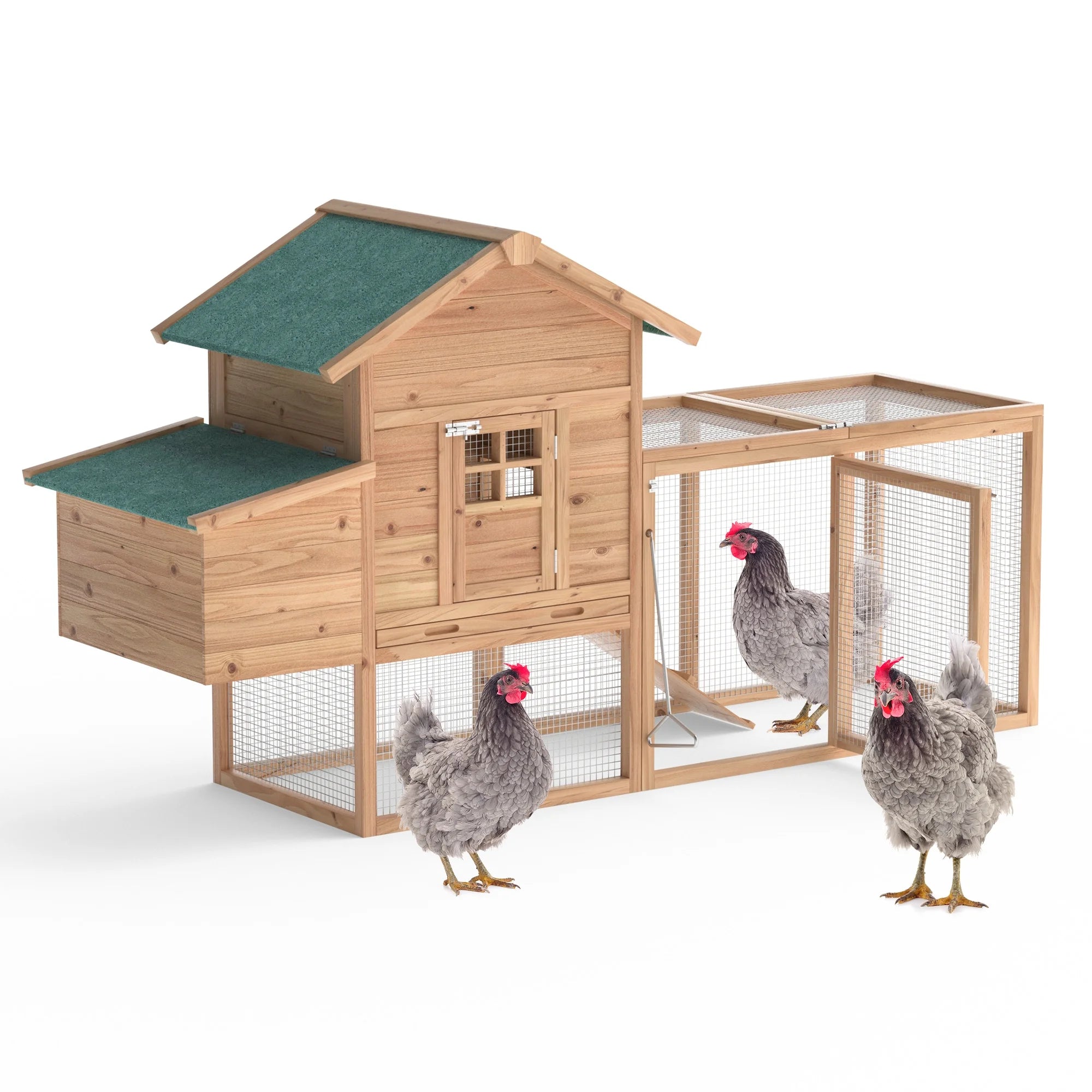 80" Large Wooden Chicken Coop with Pull Out Tray N257