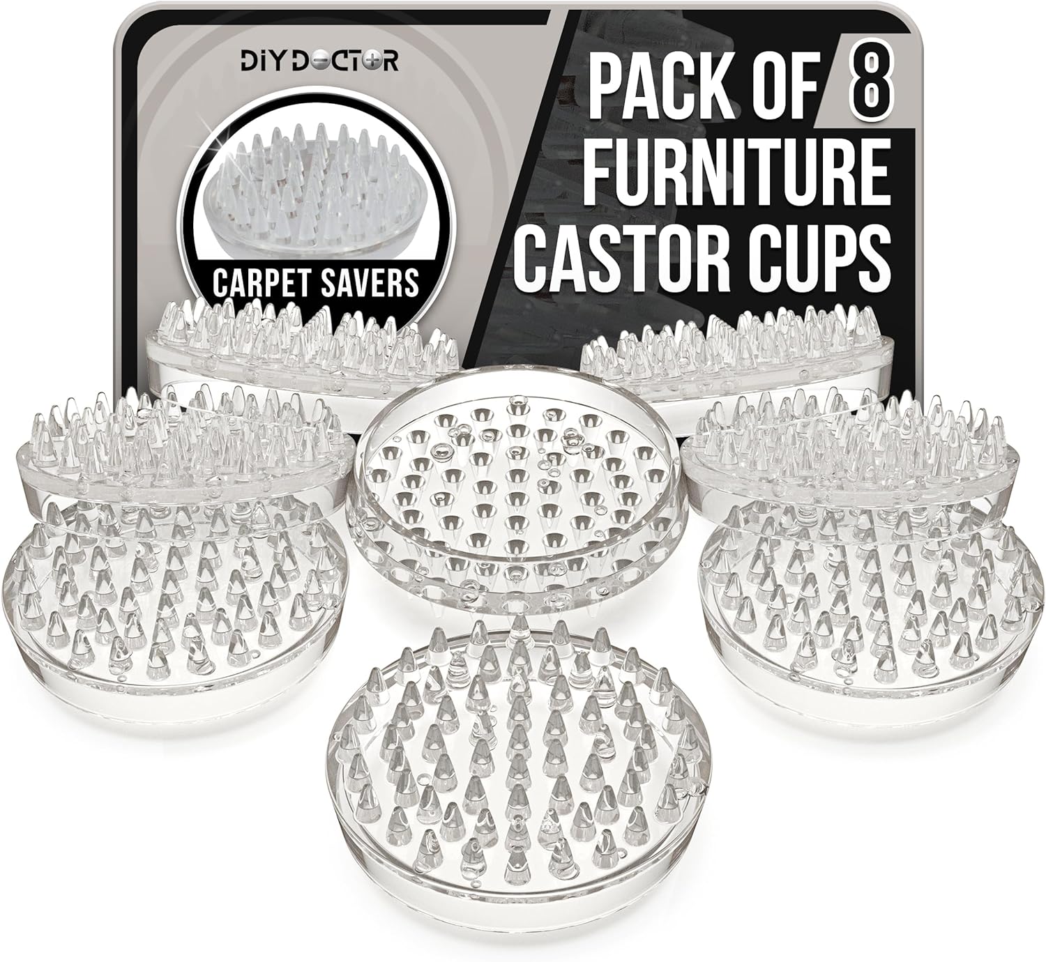 Pack of 8 Furniture Caster Cups with 53 Spikes X876659