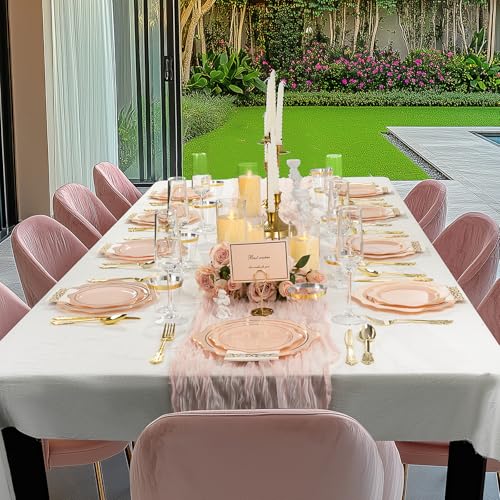 350 PCS Clear and Gold Plastic Plates, 50 Cups, 150 Silverwares, 50 Napkins F668040