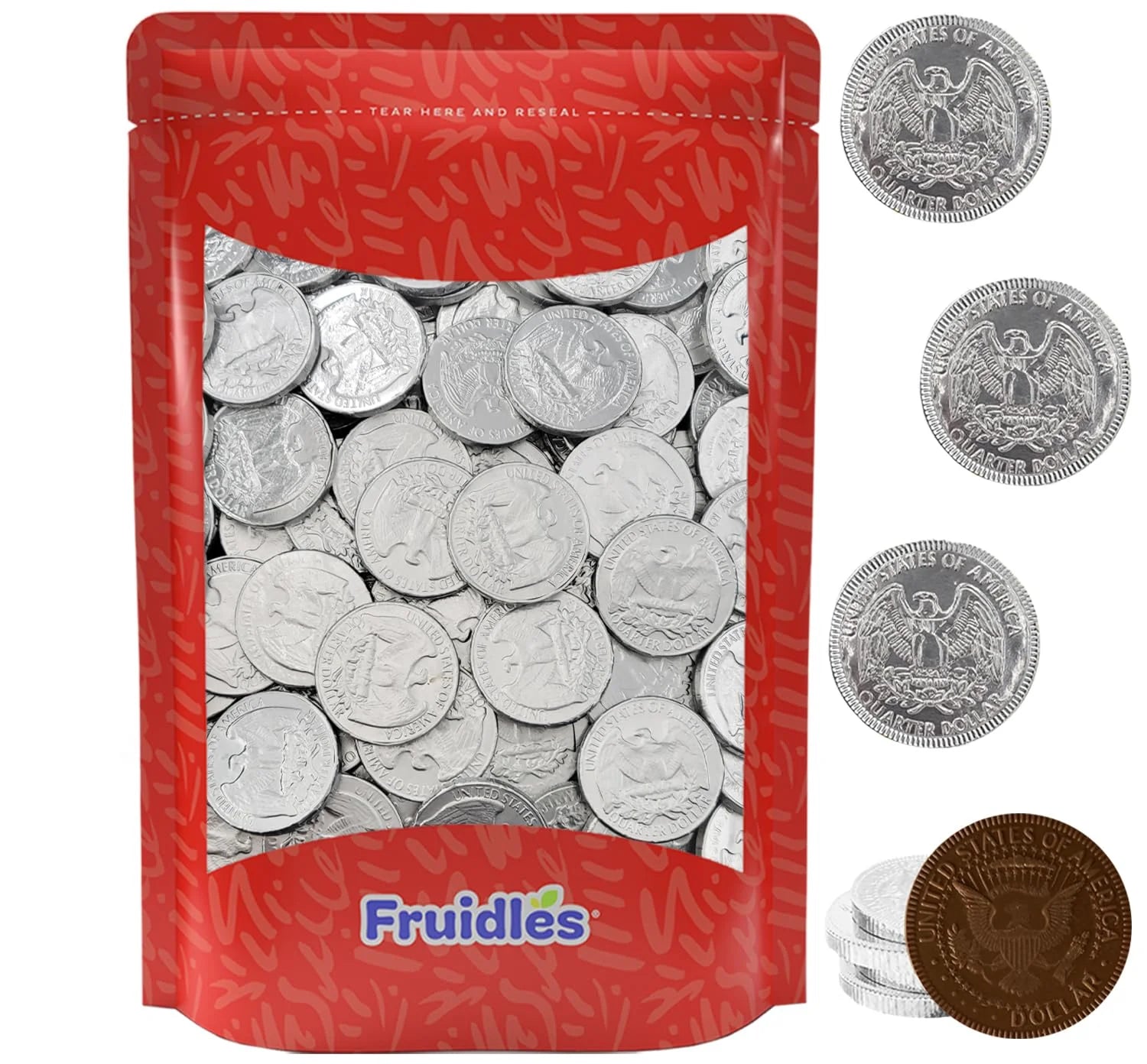Silver Chocolate Coins, Dark Bittersweet Chocolate, 100-Pack E485607