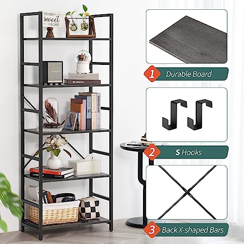 White 5 Tier Bookshelf T5703