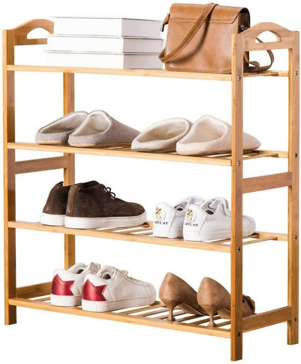 4 Tier Natural Bamboo Shoe Rack I832