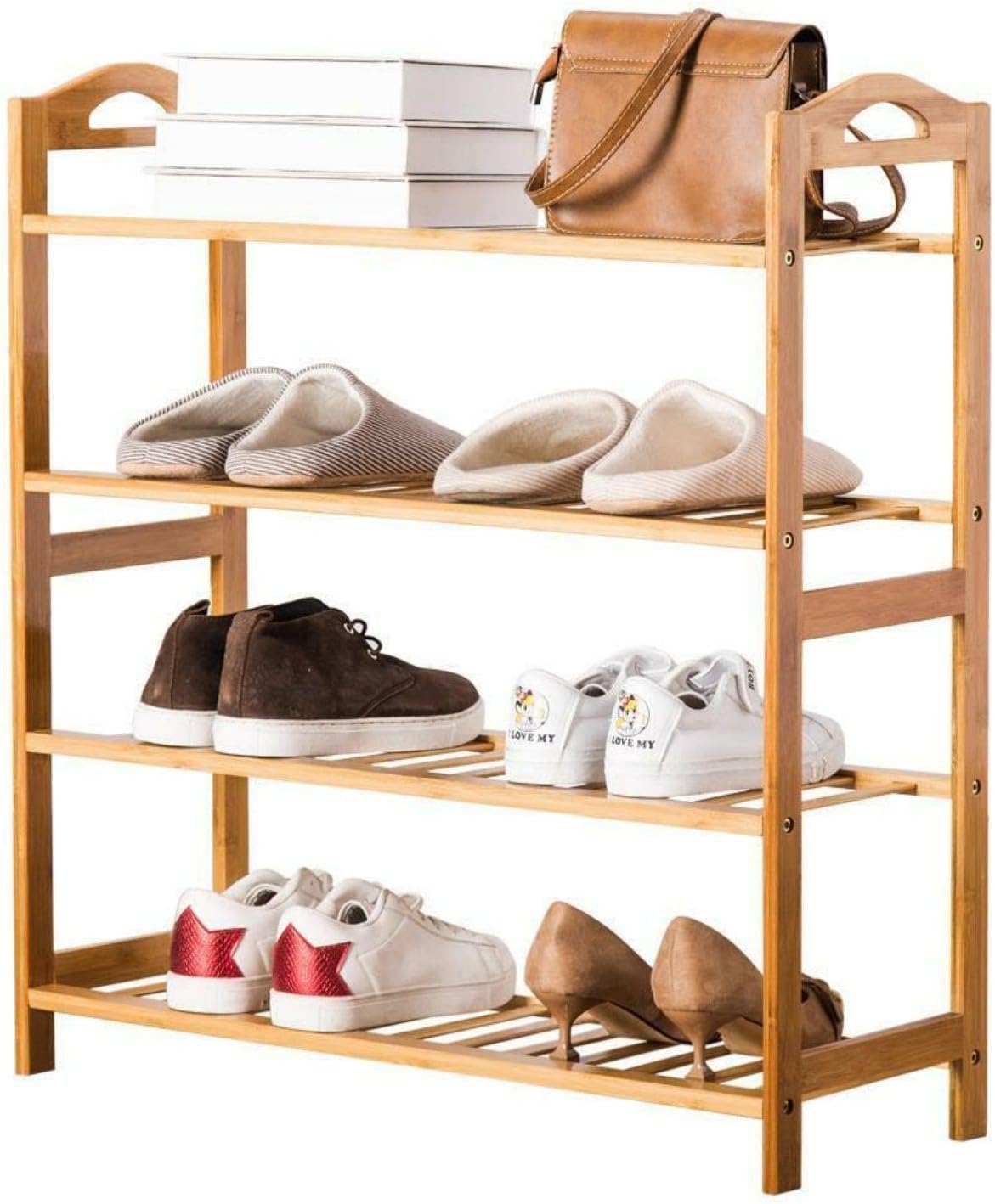 4 Tier Natural Bamboo Shoe Rack I832