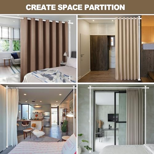 Black Adjustable Floor to Ceiling Tension Rod Room Divider W33649