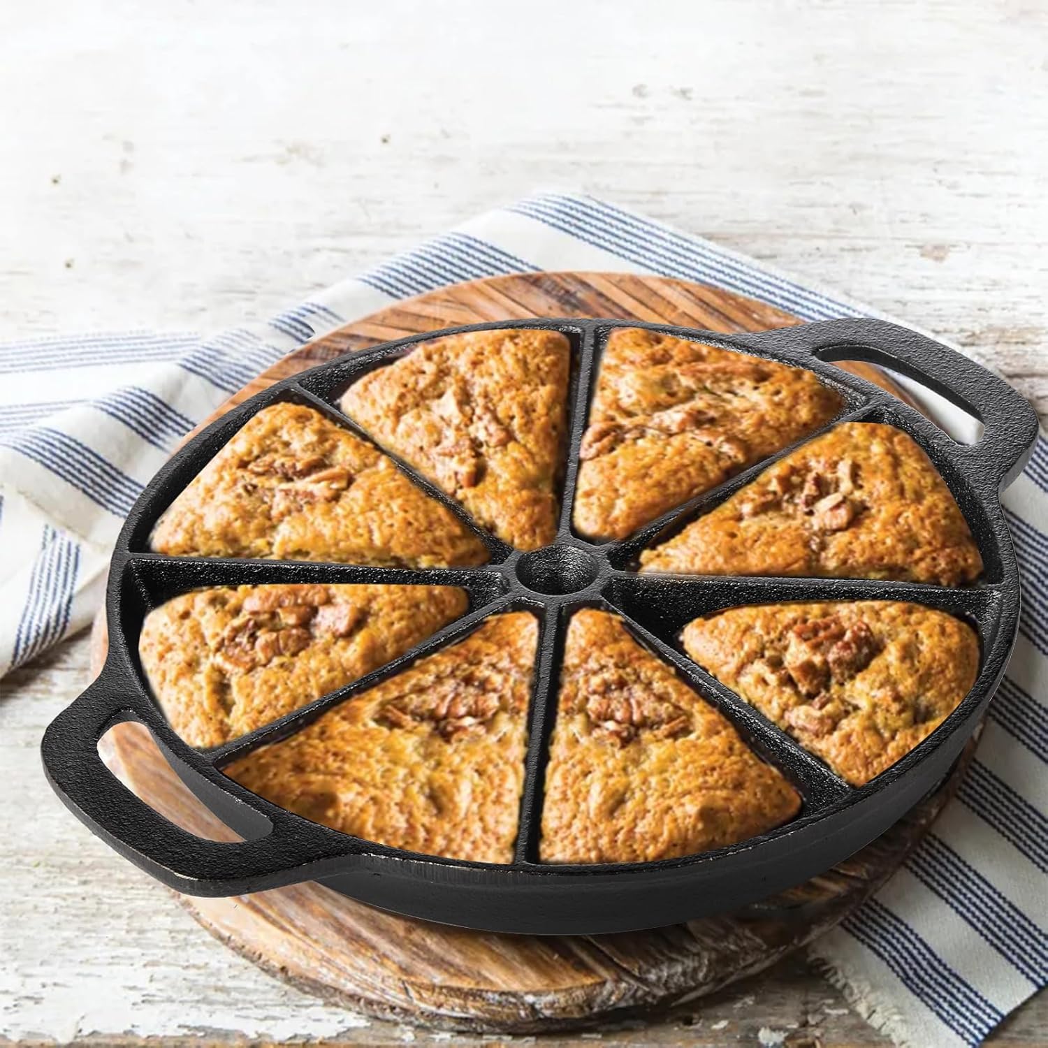 Black 8-edges Non Stick Cast Iron Skillet O884183