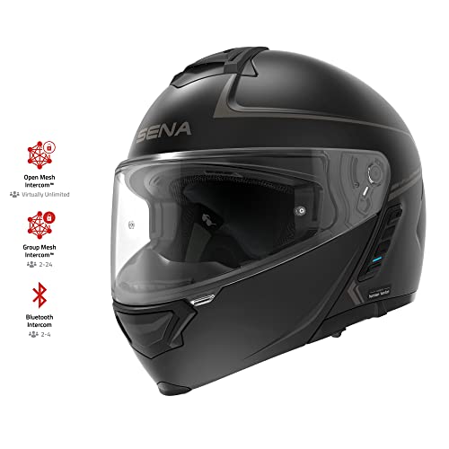 Matte Black Large Dual Visor Modular Bluetooth Helmet Z868
