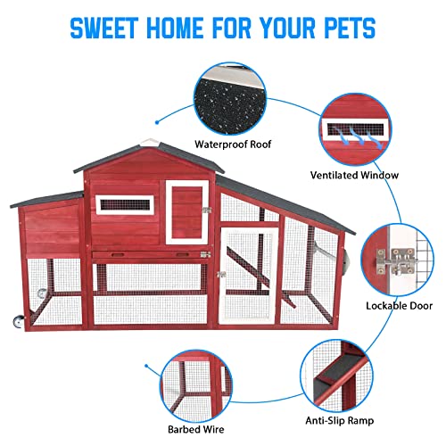 Black Wooden Chicken Coop and Rabbit Hutch with Nesting Box and Pull Out Tray Y84851