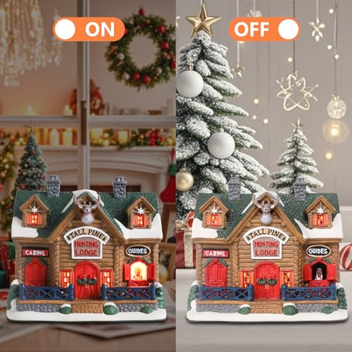 Lighted Ceramic Christmas Village Houses Decorations 8.5" I3813