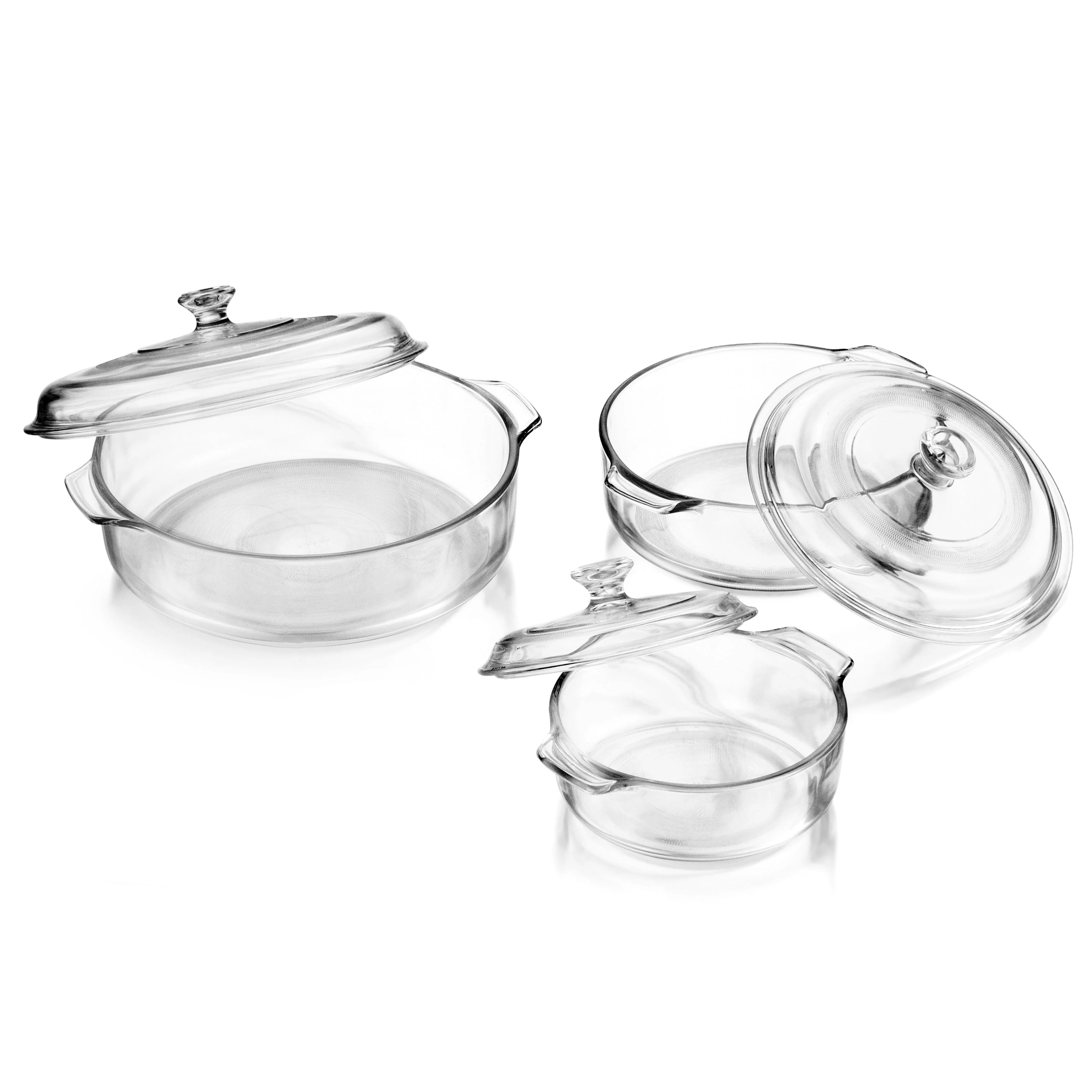 3-Piece Glass Casserole Baking Dish Set with Glass Covers G893