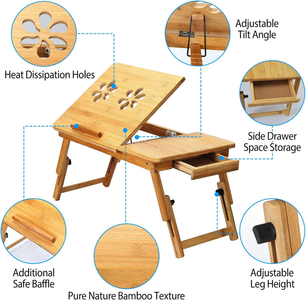 Bamboo Bed Tray with Side Storage Drawer B2110