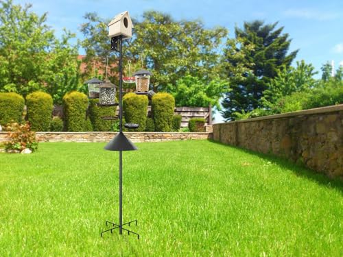 92 Inch Bird Feeder Pole with Squirrel Baffle & Upgraded 9-Prong Base A8319