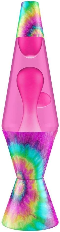 Pink and Tie Dye Spiral Lava Lamp, 14.5 Inch, Aluminum Base and Cap with 25W Bulb M59292