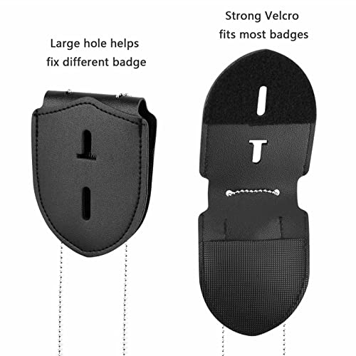 Black Faux Leather Steel Belt Clip Badge Holder B811