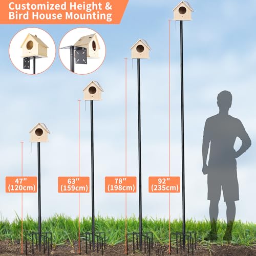 92 Inch Bird Feeder Pole with Squirrel Baffle & Upgraded 9-Prong Base A8319