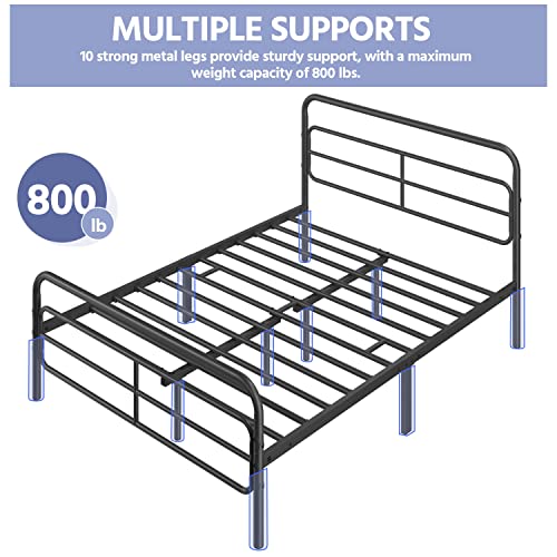 White Metal Twin Bed Frame with Headboard U6195