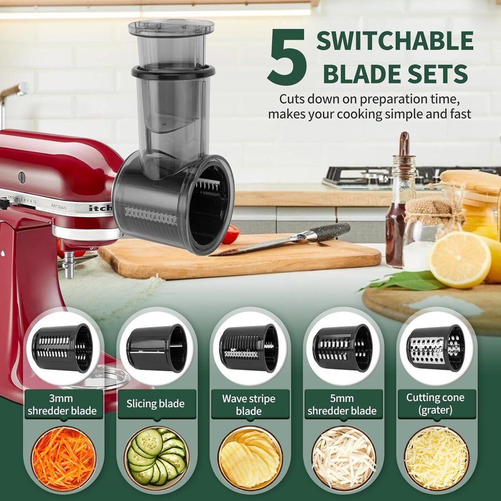 Slicer Shredder Attachment for KitchenAid Stand Mixer with 5 Blades Y2725
