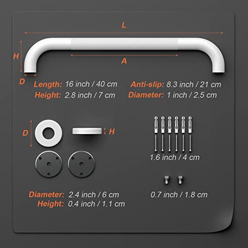 2 Pack 24 Inch Anti-Slip Shower Grab Bars with Rubber Grip Chrome Stainless Steel Bathroom Wall Mount Grab Bar Handle E767861