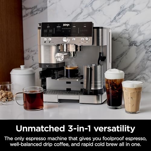 Stainless Steel Espresso Machine and Drip Coffee Maker with Integrated Coffee Grinder and Milk Frother F54576