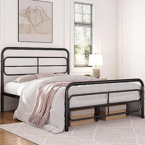 White Metal Twin Bed Frame with Headboard U6195
