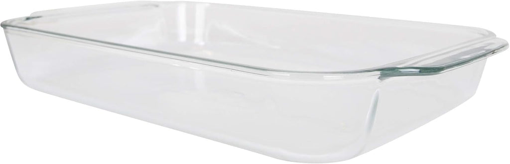 Pyrex Oblong Rectangle Clear Glass Casserole Baking Dish with Blue Lagoon Lid B8713