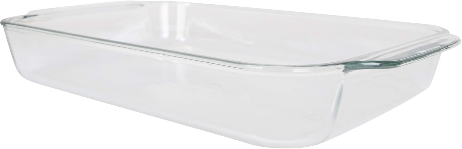 Pyrex Oblong Rectangle Clear Glass Casserole Baking Dish with Blue Lagoon Lid B8713