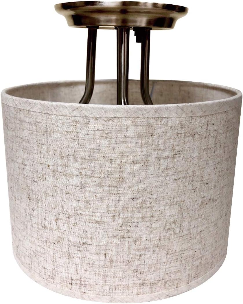 Beige Round Fabric LED Light Fixture Y4969