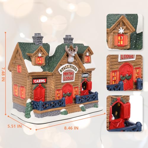 Lighted Ceramic Christmas Village Houses Decorations 8.5" I3813