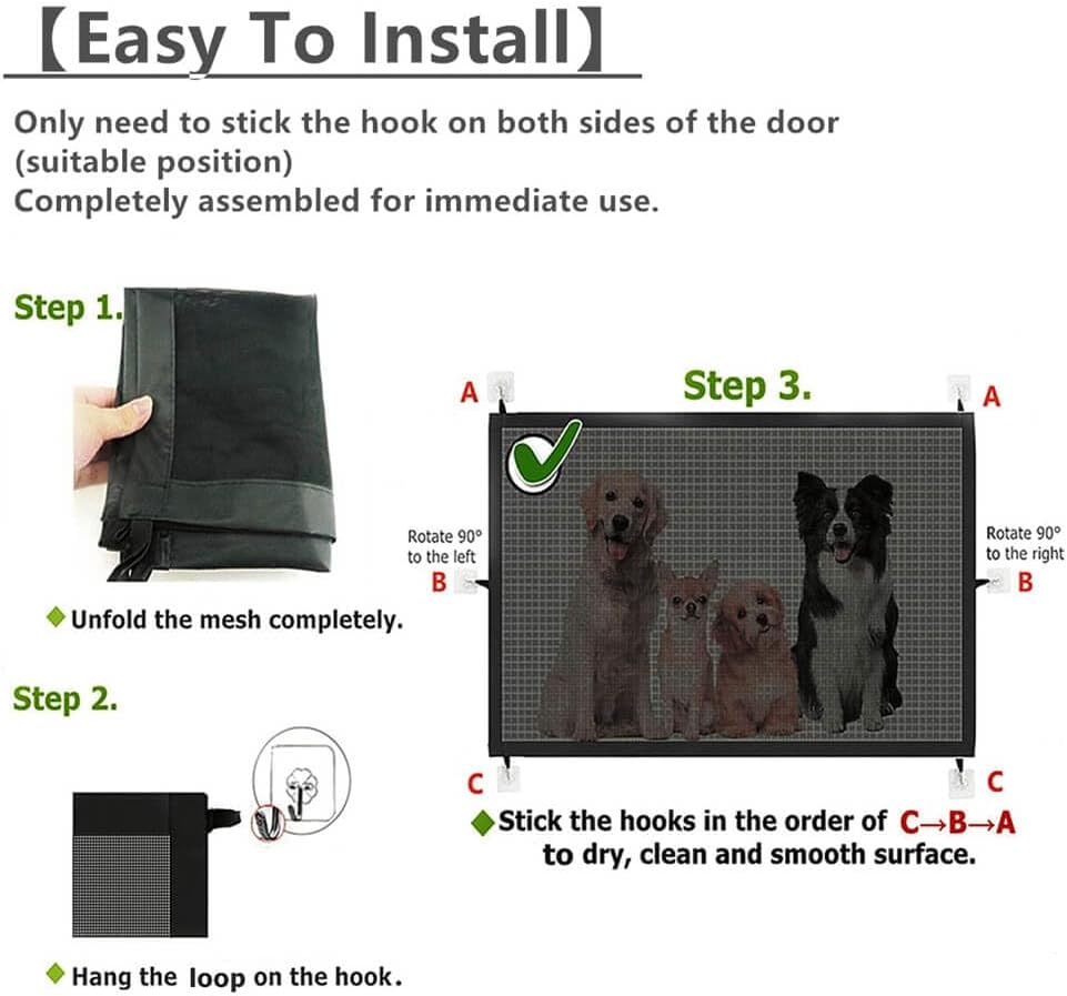 Black 43.3" W x 28.3" H Mesh Retractable Baby Gate P17457