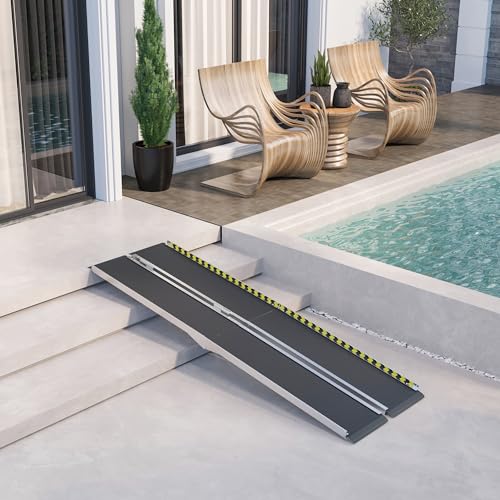 8FT Foldable Aluminum Wheelchair Ramp with Non-Slip Surface A15801