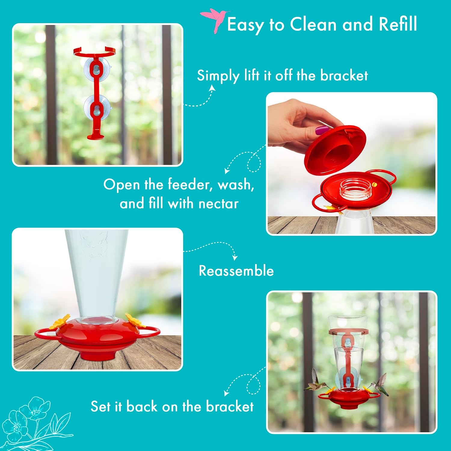 Large Capacity Plastic Window Hummingbird Feeder I97432