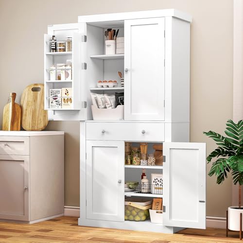 White 6 Door 1 Drawer Pantry Cabinet I559