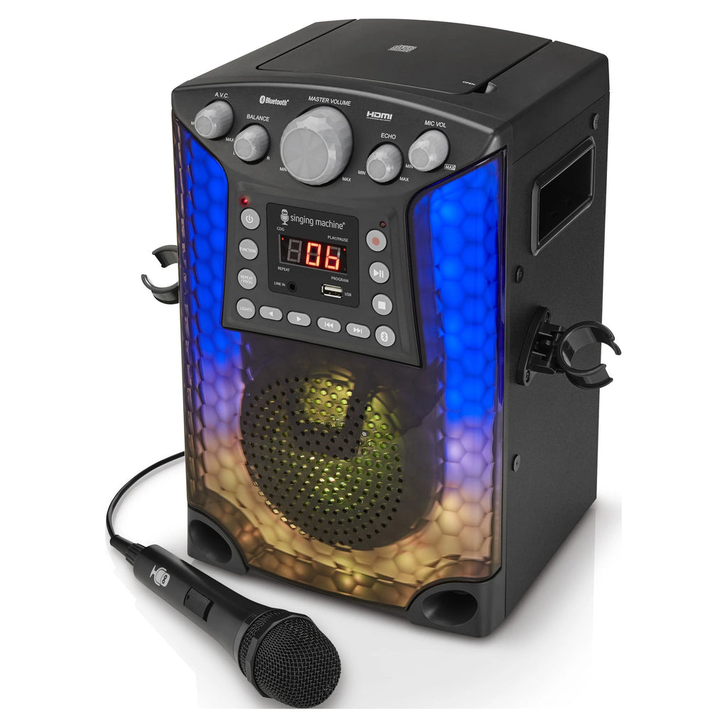 Black Bluetooth CD+G Karaoke Sound System with LED Lights O6507