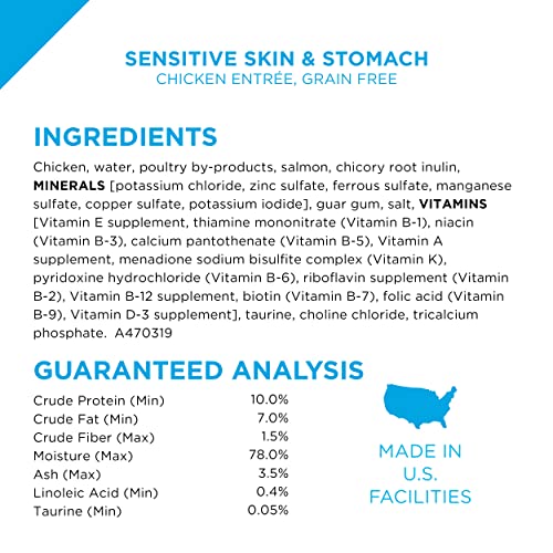 Sensitive Skin and Stomach Wet Cat Food Variety Pack, Pack of 24, 3 oz. Cans U1210