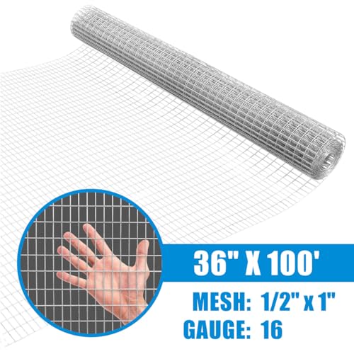 Galvanized Welded Fence Wire 16 Gauge Mesh Size 1" x 1/2" 24-Inch x 50 ft. X3575