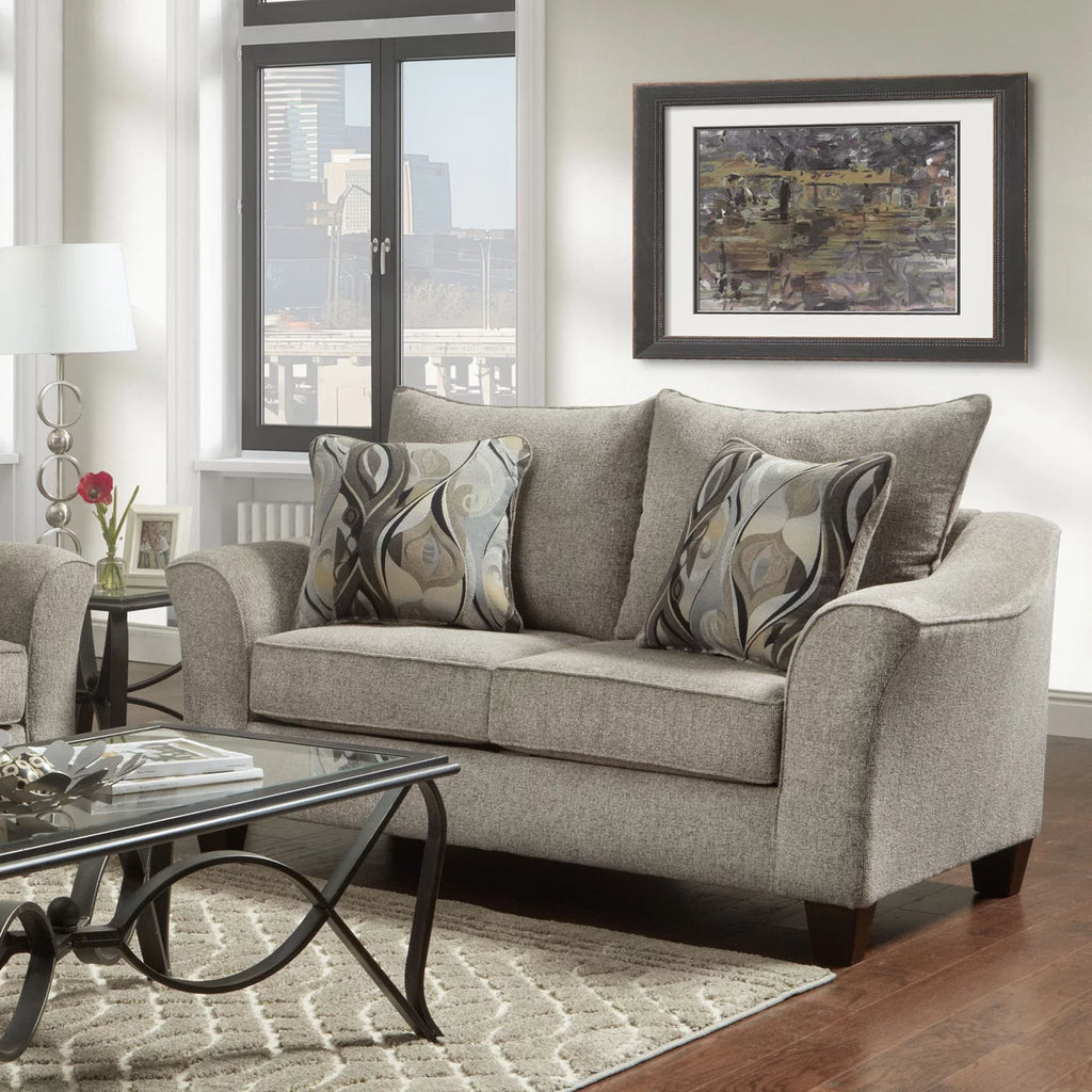 Fabric Pillowback Sofa and Loveseat Set F495285