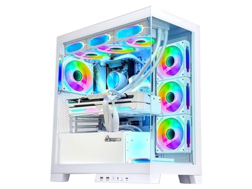 White Gaming PC Desktop Computer with AMD Ryzen 7 5700X, RTX 4060 8G, 32GB DDR4 RAM, 1TB M.2 PCIE + 2TB SATA SSD, Windows 11 Pro J579