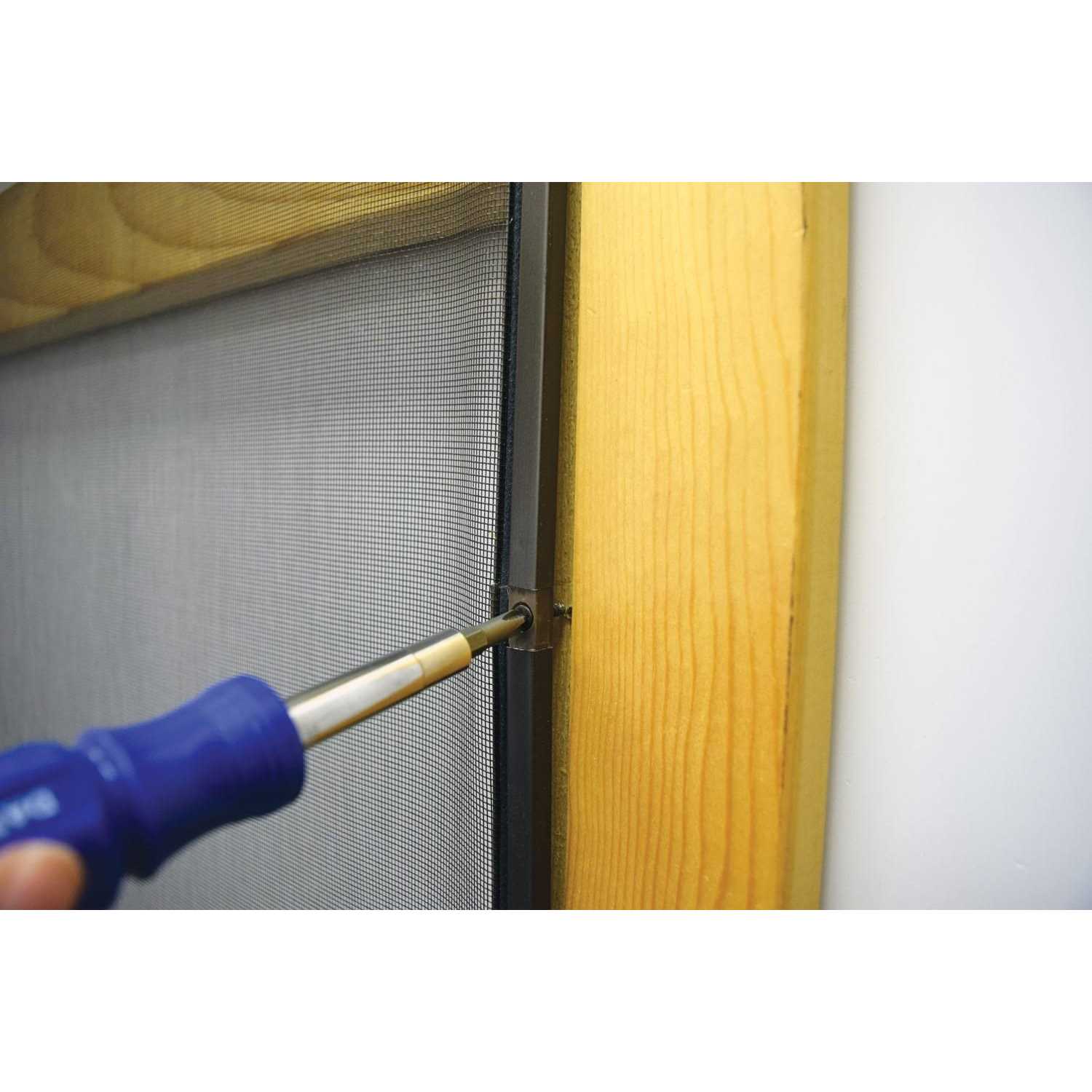 36 in. x 80 in. Reversible Wood Screen Door with Medium Pet Flap H491184