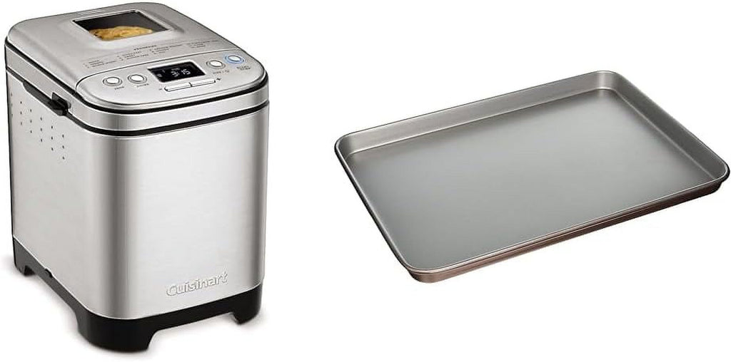 Compact Automatic Bread Maker, Silver Black & Baking Sheet, 17 Inch Sheet Pan, Bronze P67380