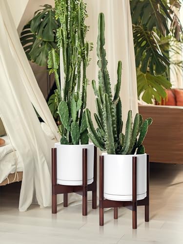 White Ceramic Planter with Stand D7872