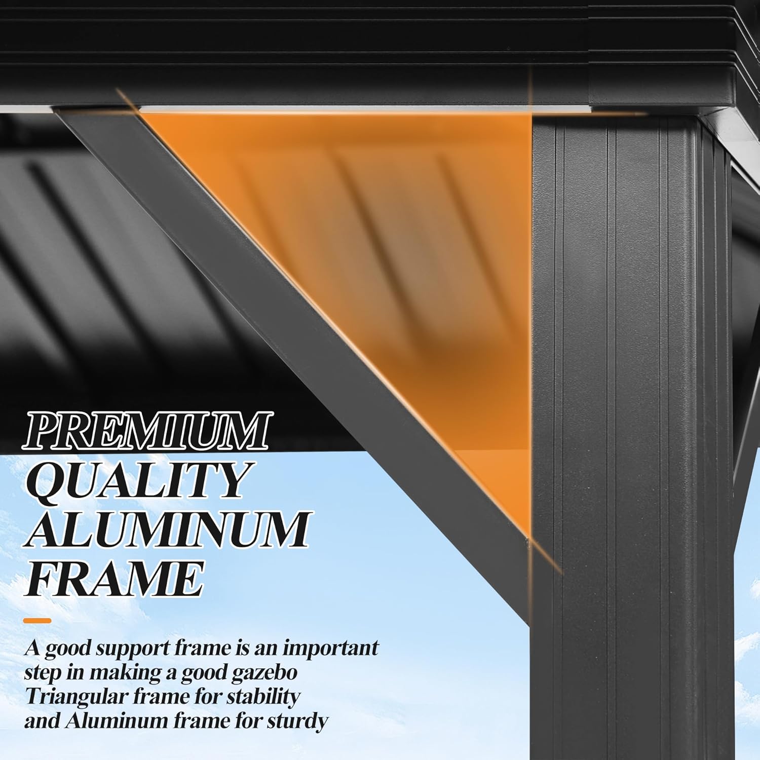 10x12FT Hardtop Gazebo with Double Roof, Heavy-Duty Galvanized Steel Top Aluminum Frame, Breathable Netting & Privacy Curtain R60898
