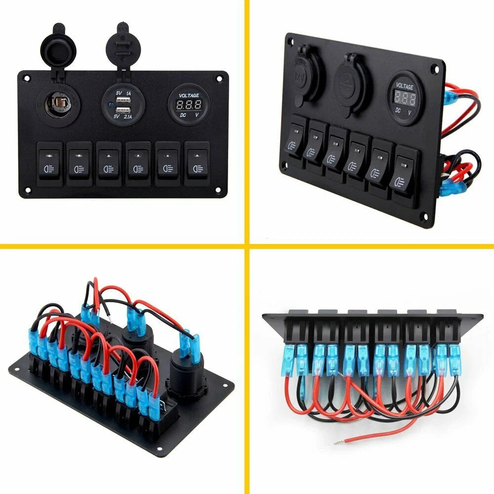 Blue LED Rocker Switch Panel Circuit Breaker Waterproof W979078