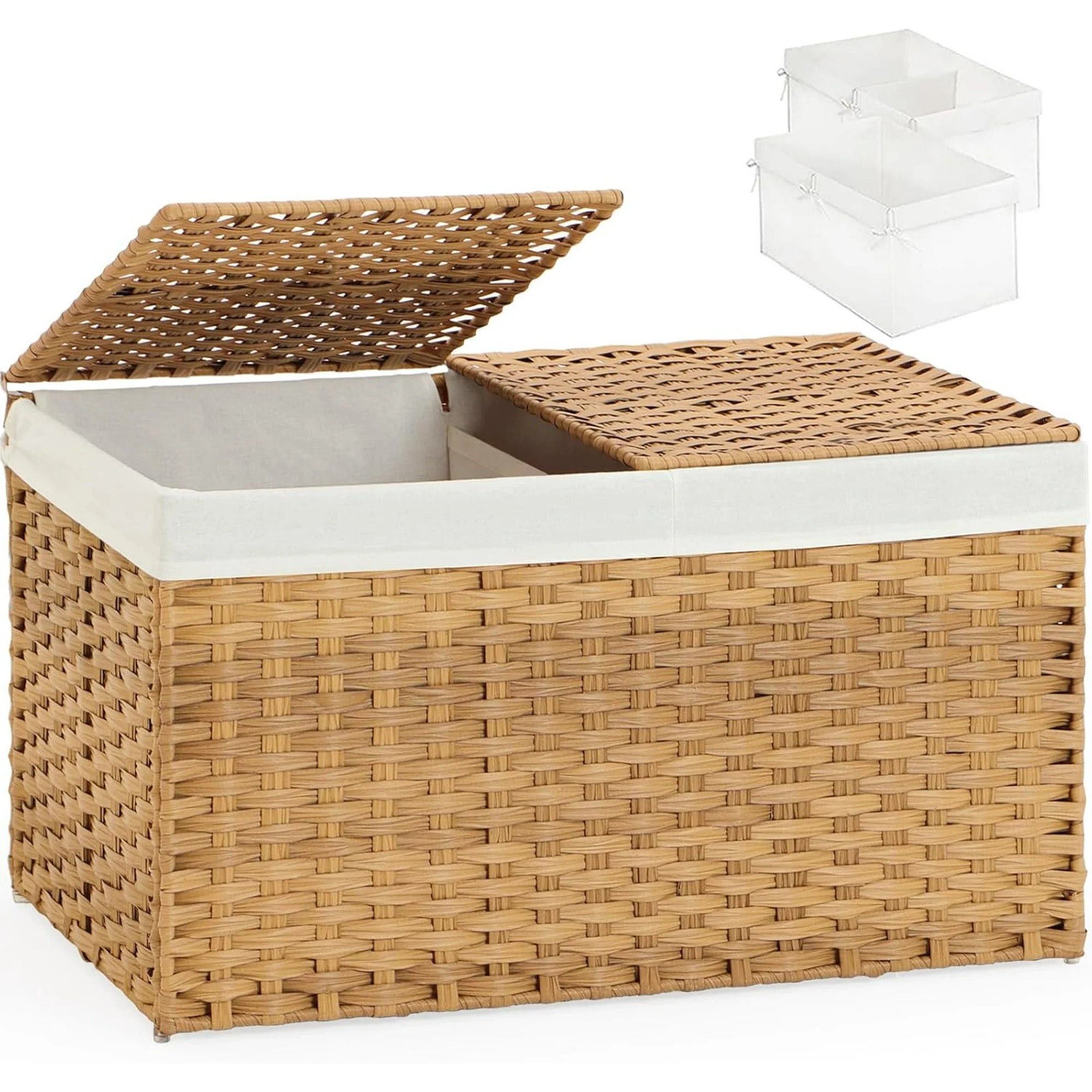 Natural Woven Rattan Storage Basket with Lid 42.3 Gallon N50059