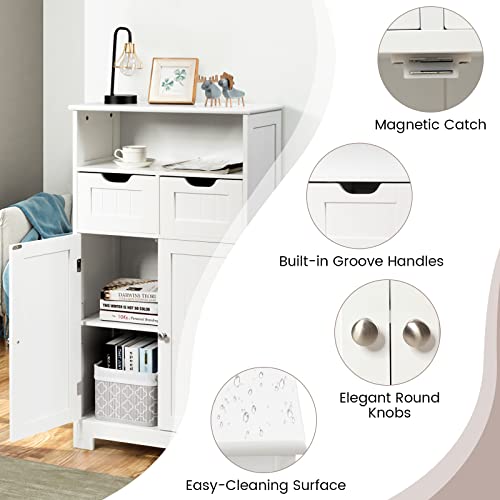 Black Bathroom Floor Cabinet with 2 Removable Drawers, 2 Doors & Adjustable Shelf I67282