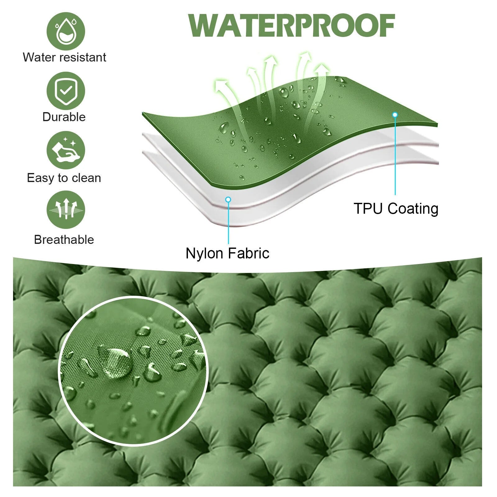 Double Camping Sleeping Pad with Air Pillow 2 Person Inflatable Mat K813555